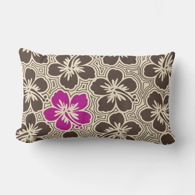 Island Hibiscus Hawaiian Reversible Lumbar Pillow (Front)