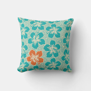 Island Hibiscus Hawaiian Reversible Square Pillow