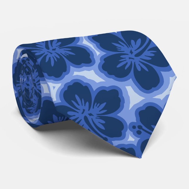 Island Hibiscus Hawaiian Tonal Two-sided Printed Tie (Rolled)
