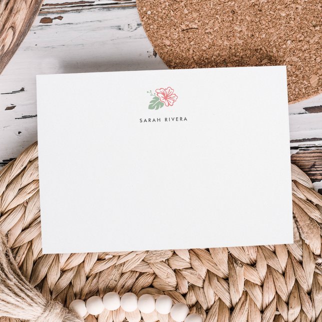 Island Hibiscus Personalised Stationery Flat Card (Creator Uploaded)