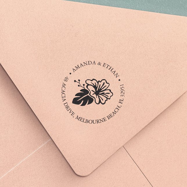 Island Hibiscus Return Address Self-inking Stamp (Creator Uploaded)