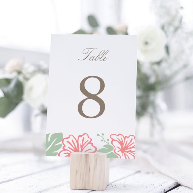 Island Hibiscus Table Number Card (Creator Uploaded)
