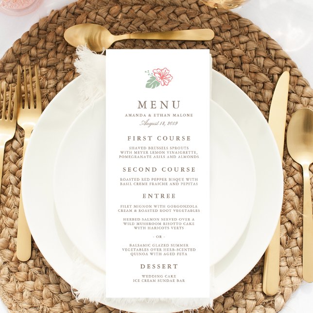 Island Hibiscus Wedding Menu Card (Creator Uploaded)