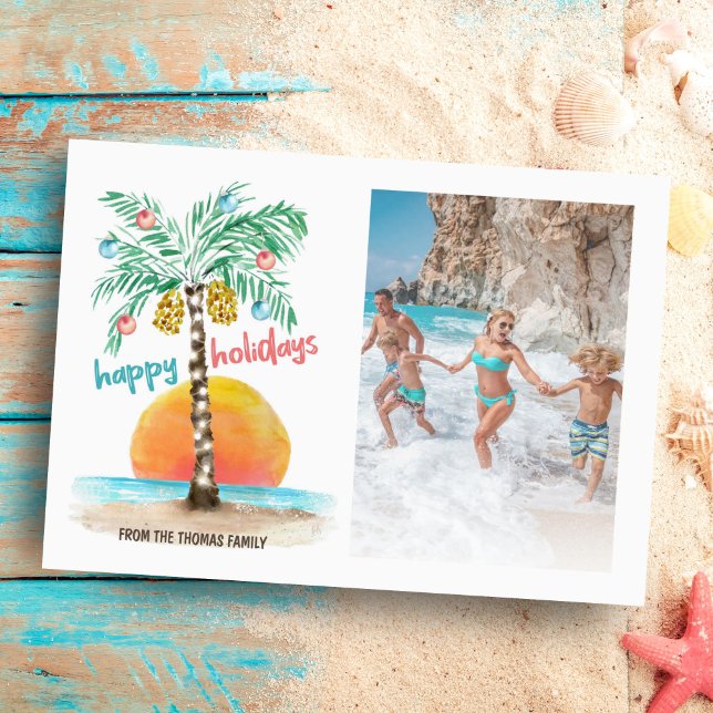 Island Holiday Palm Tree Christmas Photo Card (Creator Uploaded)