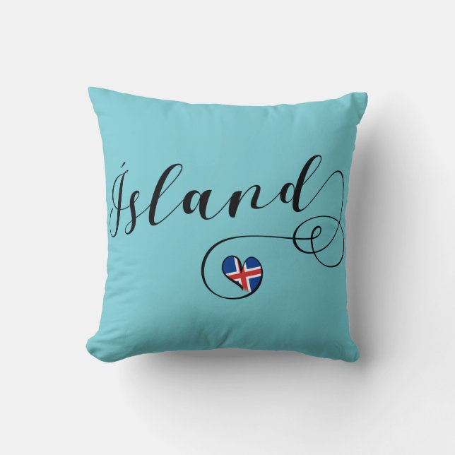 Ísland Iceland Heart   Cushion (Front)