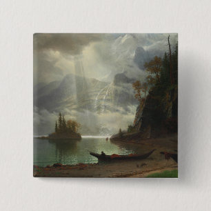 Island in the Lake (oil on canvas) 15 Cm Square Badge