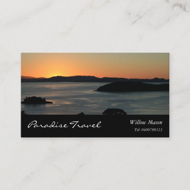 Island Ocean Sunset, Travel Business Card (Front)