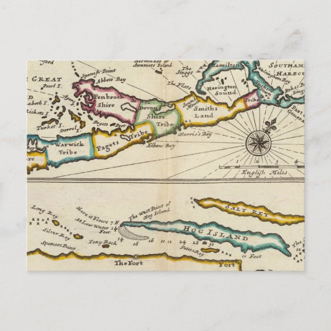 Island of Bermuda, Part of Providence Island Postcard (Front)