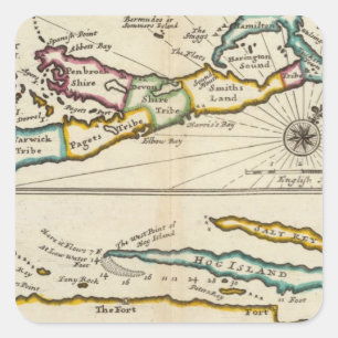 Island of Bermuda, Part of Providence Island Square Sticker
