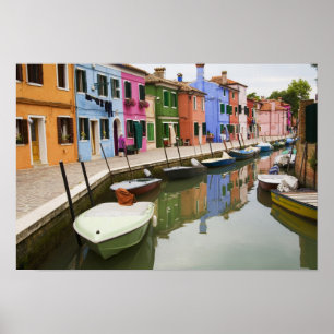 Island of Burano, Burano, Italy. Colorful 4 Poster