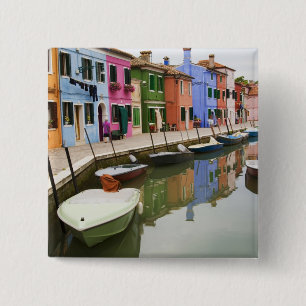 Island of Burano, Burano, Italy. Colourful 4 15 Cm Square Badge