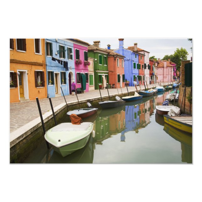 Island of Burano, Burano, Italy. Colourful 4 Photo Print (Front)