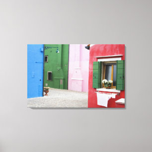 Island of Burano, Burano, Italy. Colourful Burano Canvas Print