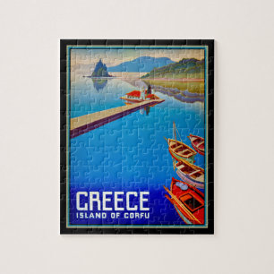 Island of Corfu Vintage Travel Poster Jigsaw Puzzle