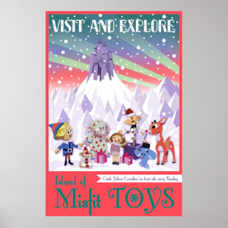 Island of Misfit Toys Rudolph Vintage Style Trav Poster