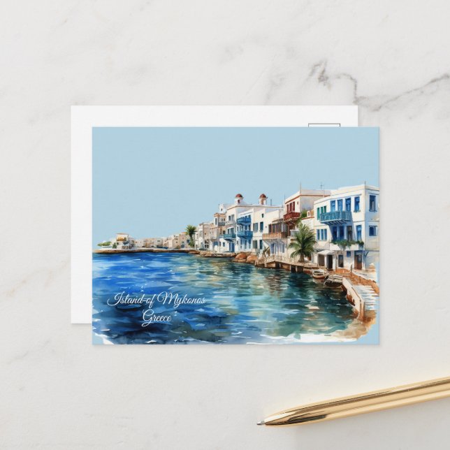Island of Mykonos, Greece  Postcard (Front/Back In Situ)