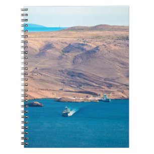 Island of Pag stone desert and ferry port view, Da Notebook