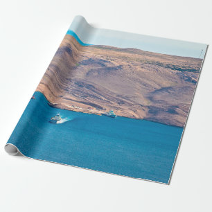 Island of Pag stone desert and ferry port view, Da Wrapping Paper