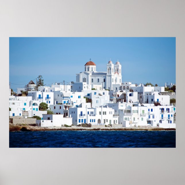 Island of paros with the village of naoussa poster (Front)