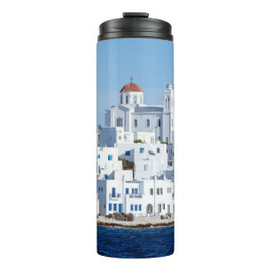 Island of paros with the village of naoussa thermal tumbler