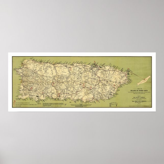 Island of Puerto Rico Map 1900 Poster (Front)