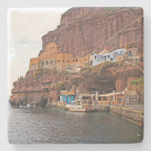 Island of Santorini, Greece coast Square Coaster