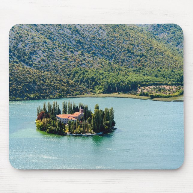 Island of Visovac monastery in Krka NP - Croatia Mouse Mat (Front)