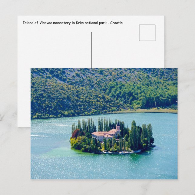 Island of Visovac monastery in Krka NP - Croatia Postcard (Front/Back)