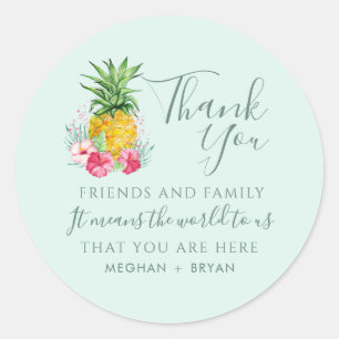 Island Paradise Beach Wedding Favour Classic Round Sticker