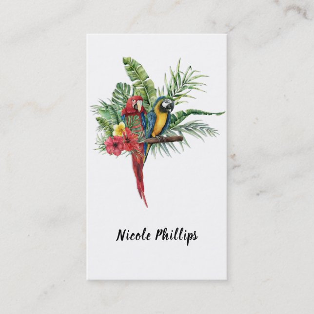 Island Paradise Birds Tropical Floral Botanical Business Card (Front)