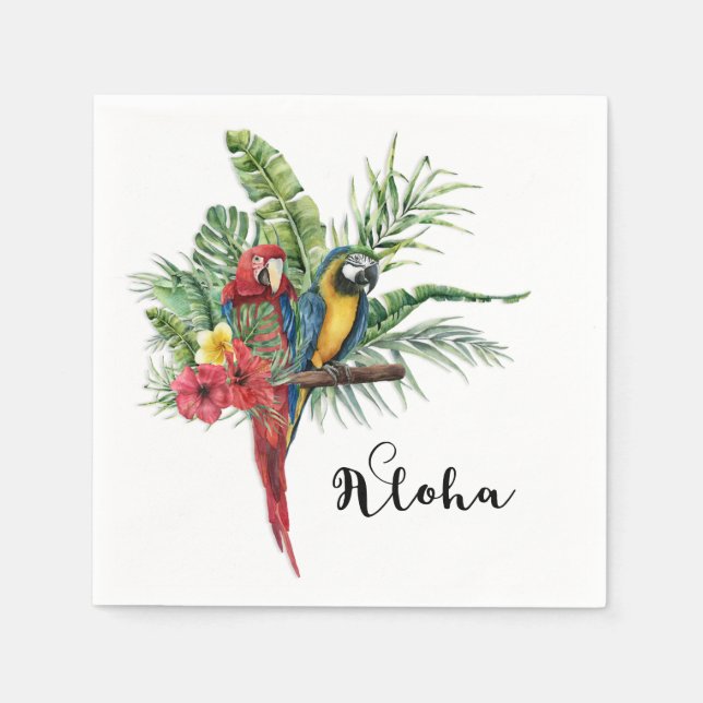 Island Paradise Birds Tropical Floral Botanical Napkin (Front)