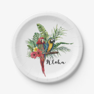Island Paradise Birds Tropical Floral Botanical Paper Plate