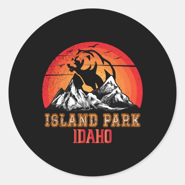 Island Park Idaho Vacation Mountain Hiking Trip Classic Round Sticker (Front)