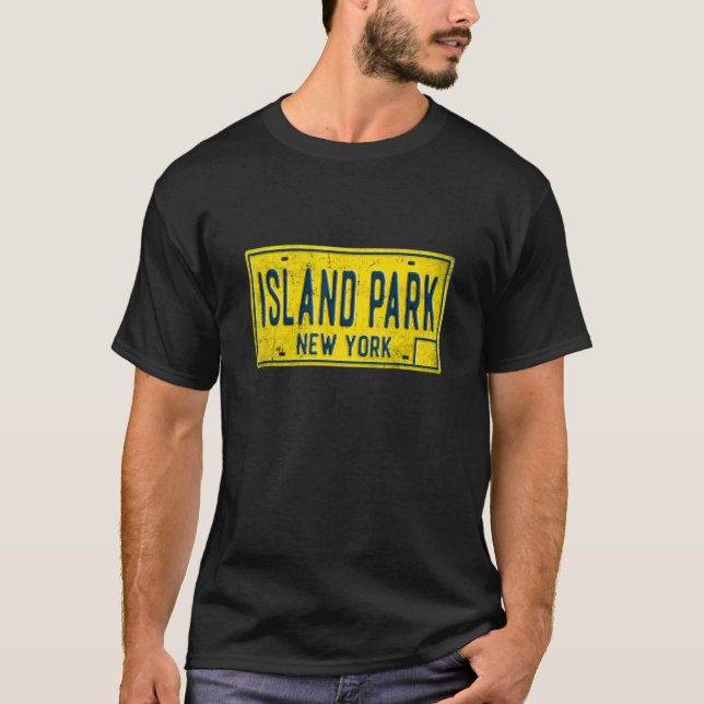 Island Park Long Island Ny New York License Plate T-Shirt (Front)