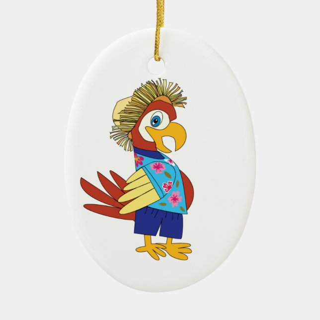 Island Parrot Ceramic Tree Decoration (Front)