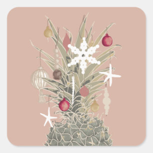 Island Pine, Hawaiian Style Christmas  Square Sticker