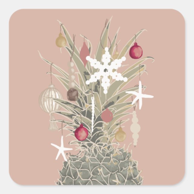 Island Pine, Hawaiian Style Christmas  Square Sticker (Front)