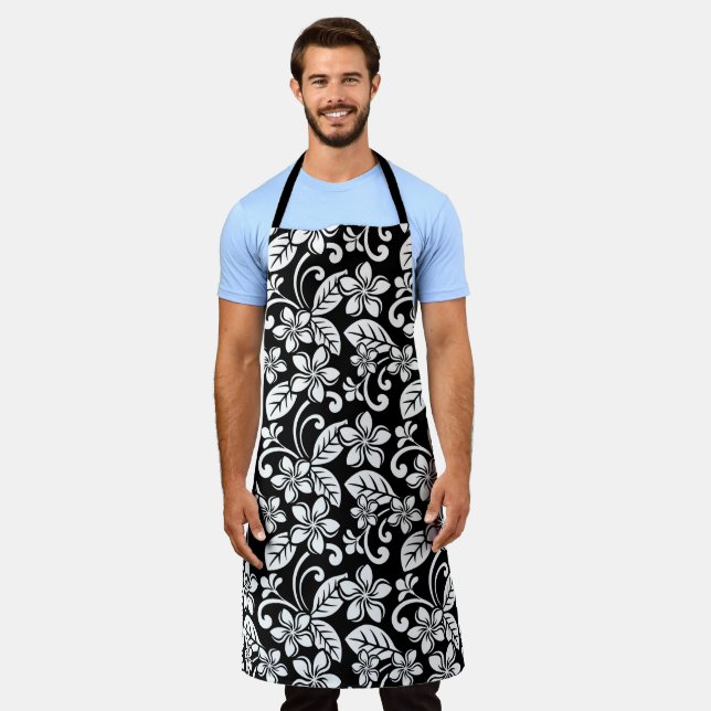 ISLAND PLUMERIA (BLACK) APRON (Worn)