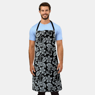 ISLAND PLUMERIA (BLACK/GRAY) APRON