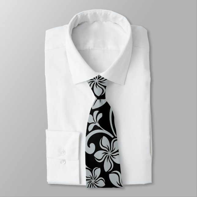 ISLAND PLUMERIA (BLACK/GRAY) TIE (Tied)