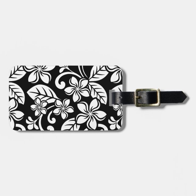 ISLAND PLUMERIA (BLACK) LUGGAGE TAG (Front Horizontal)