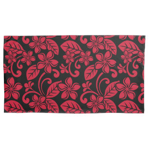 ISLAND PLUMERIA (BLACK/RED) PILLOWCASE