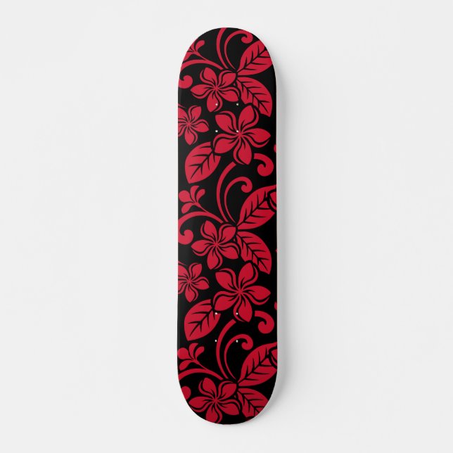 ISLAND PLUMERIA (BLACK/RED) SKATEBOARD (Front)