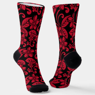 ISLAND PLUMERIA (BLACK/RED) SOCKS