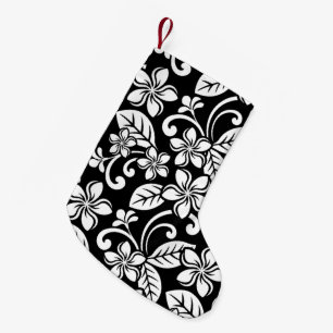 ISLAND PLUMERIA (BLACK) SMALL CHRISTMAS STOCKING
