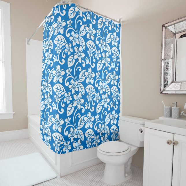 ISLAND PLUMERIA (BLUE SKY) SHOWER CURTAIN (In Situ)