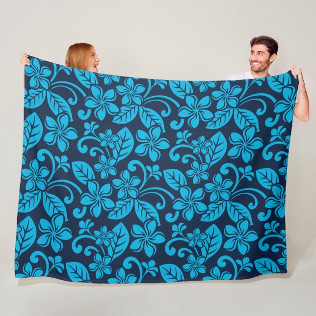ISLAND PLUMERIA (Blue x 2) Fleece Blanket (In Situ)