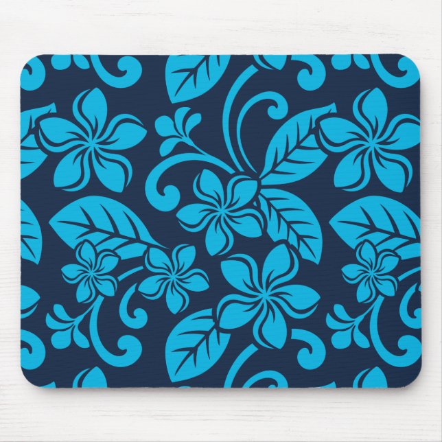 ISLAND PLUMERIA (Blue x 2) Mouse Mat (Front)