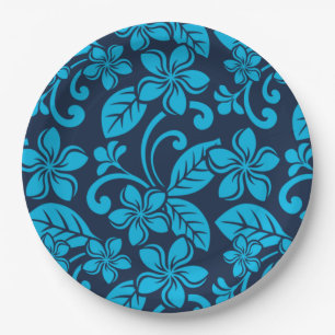 ISLAND PLUMERIA (Blue x 2) Paper Plate