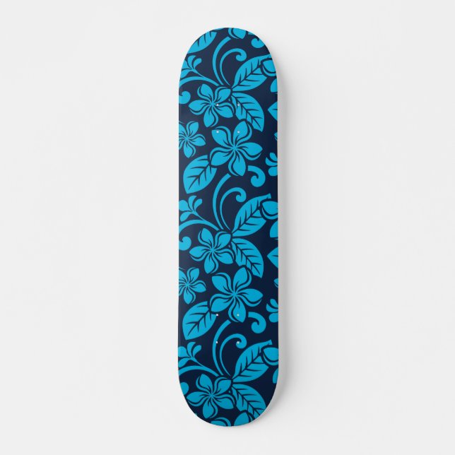 ISLAND PLUMERIA (BLUE x 2) Skateboard (Front)